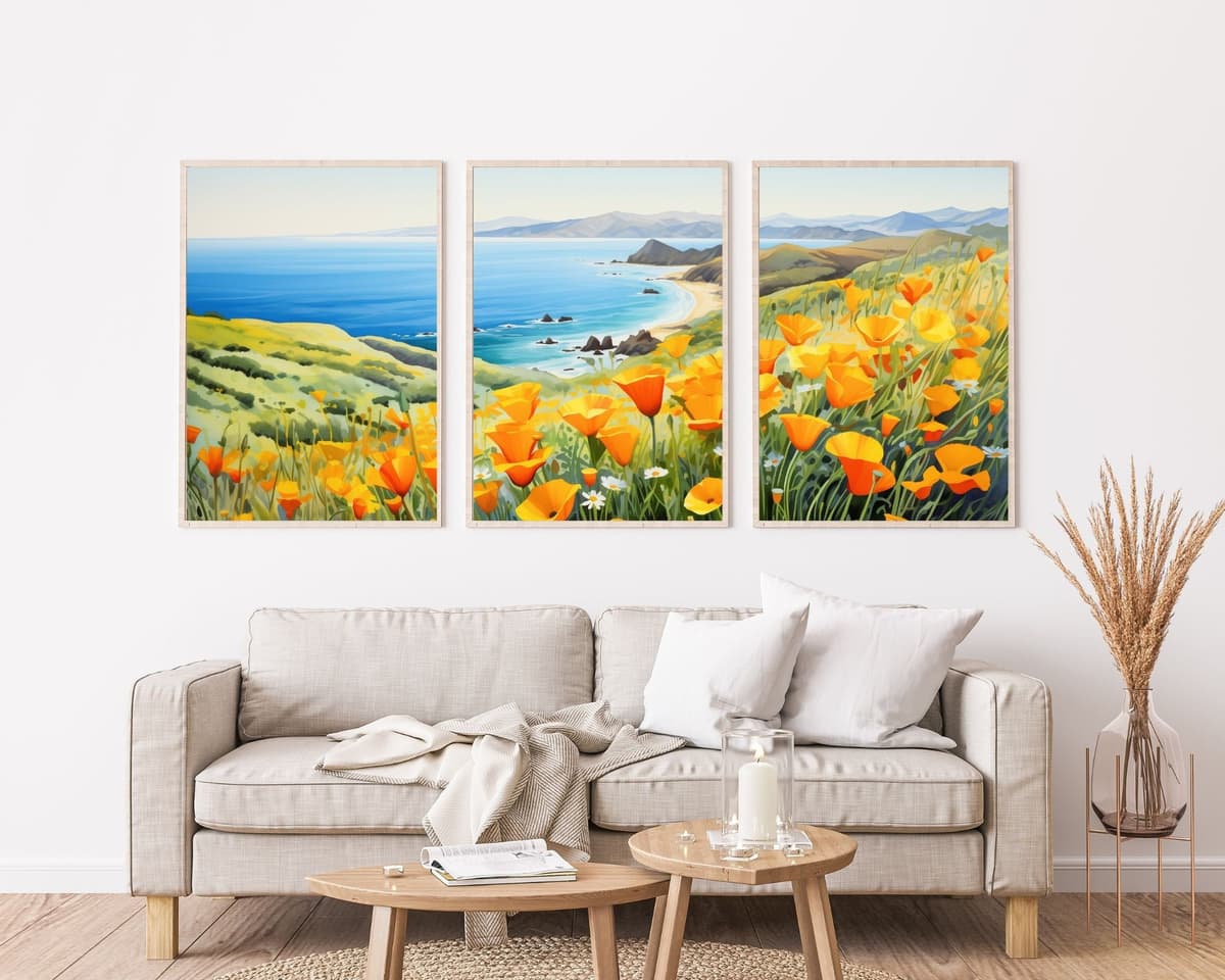 California Poppy Coastal Bloom watercolor art print
