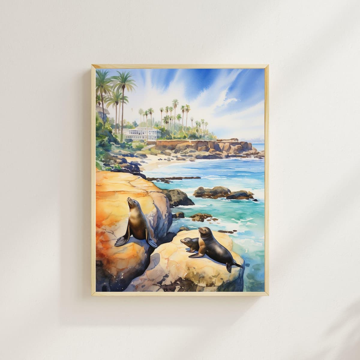 La Jolla Seal Cove watercolor art print
