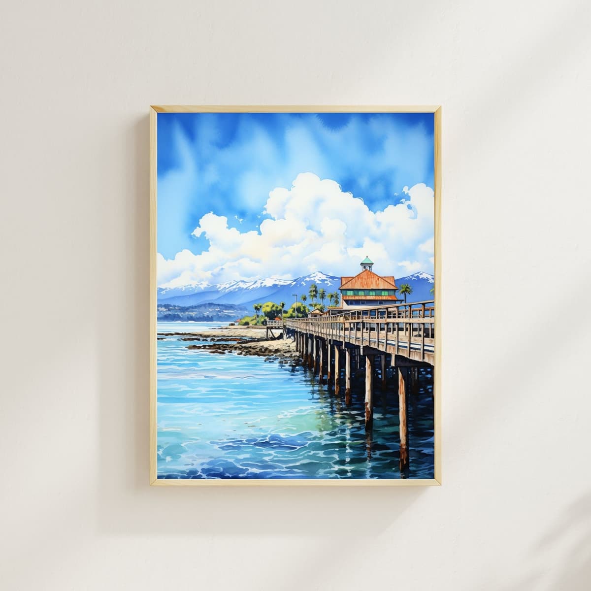 Santa Barbara Stearns Wharf watercolor art print