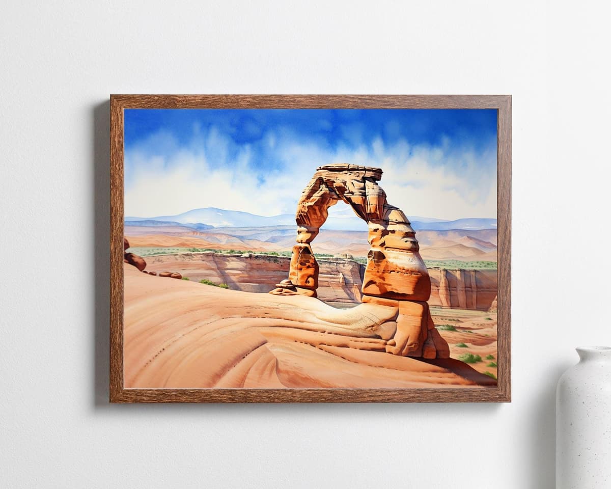 Utah Delicate Arch Sunset watercolor art print