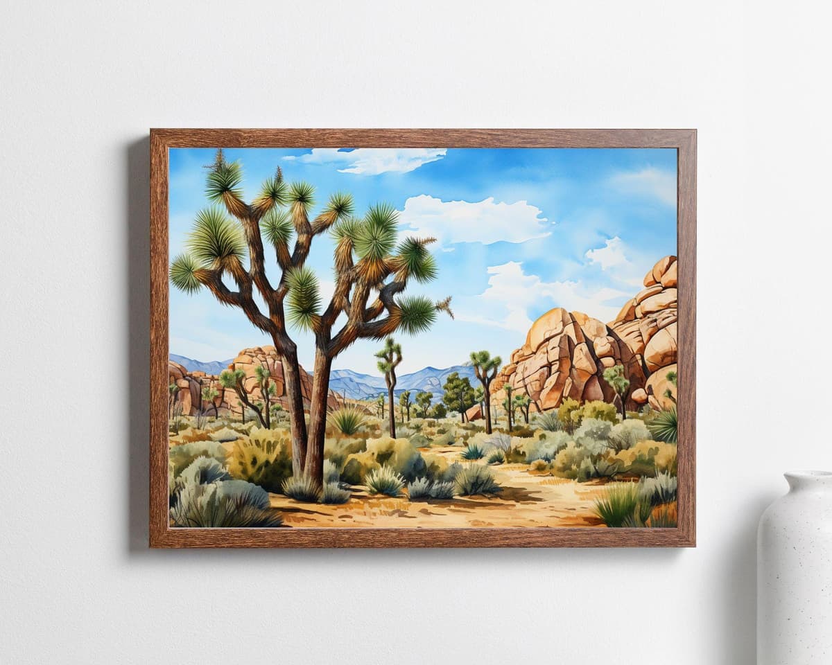 Joshua Tree Rock Scape watercolor art print
