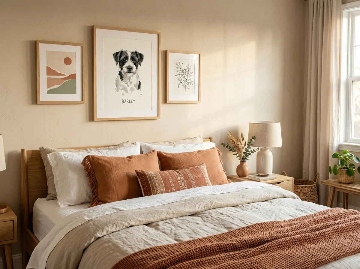 Belula artwork displayed in a Serene Bedroom Wall
